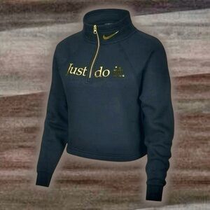 Nike Sportswear ‘Funnel-Neck 1/2 Zip Sweater’ in Black & Gold Size XS